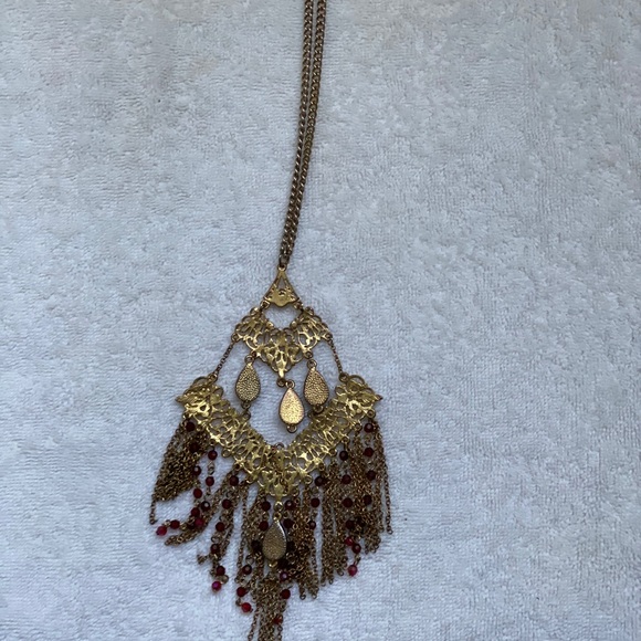 SOLDVintage Long red and gold crystal necklace - Picture 7 of 7